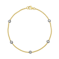 14k Yellow Gold and 0.41 Total Weight Diamond Station Bracelet