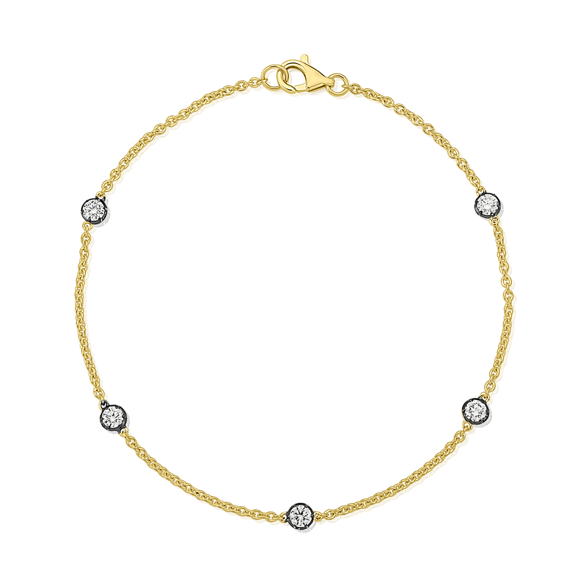 14k Yellow Gold and 0.41 Total Weight Diamond Station Bracelet