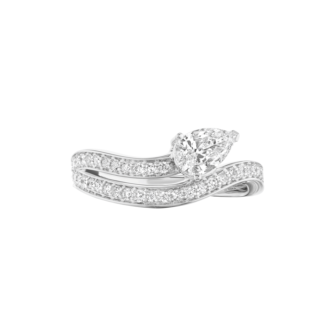 18k White Gold and Diamond .90 Total Weight Bypass Ring