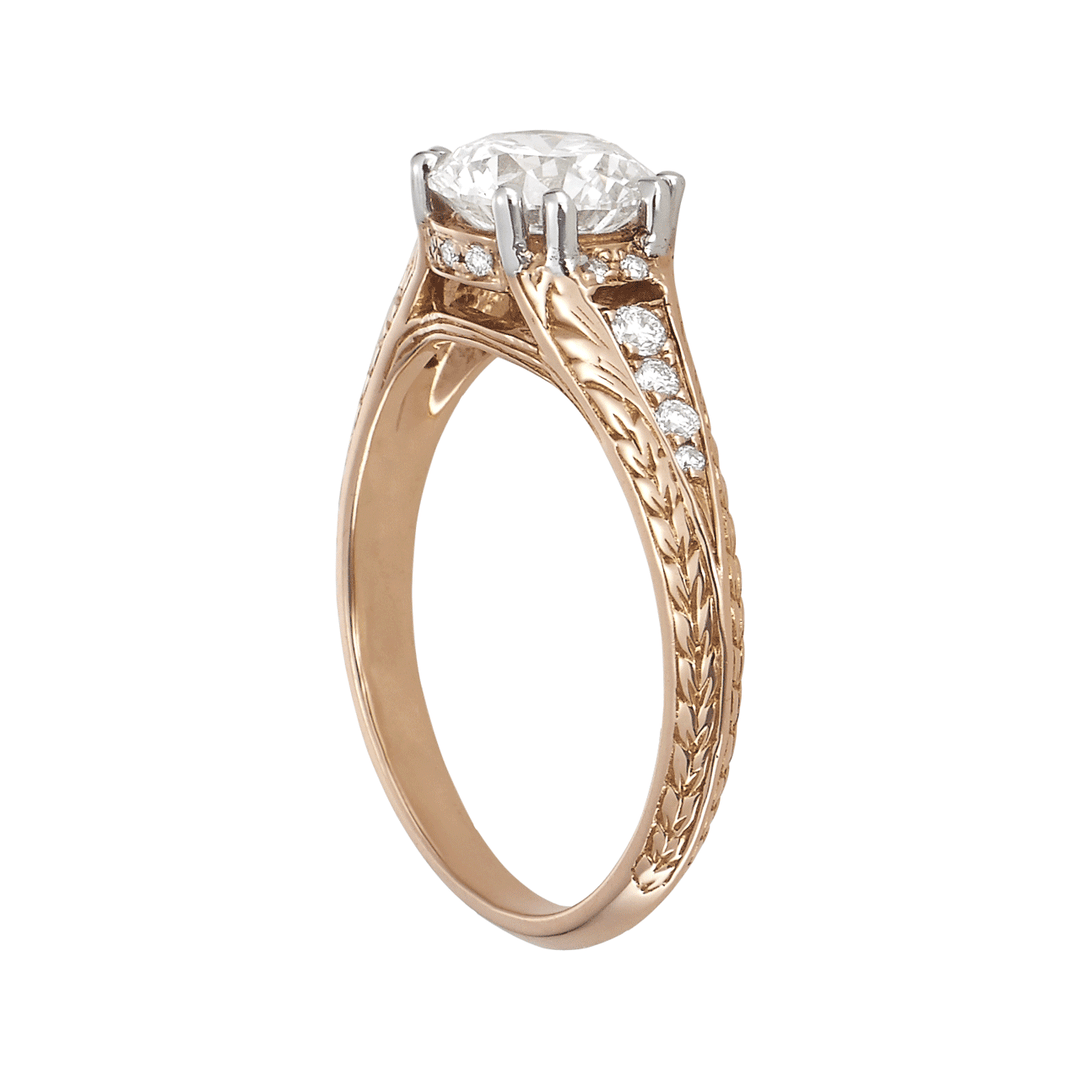 Hamilton 1912 Collection  18k Rose Gold and 0.26 Total Weight Diamond Engagement Mounting Ring