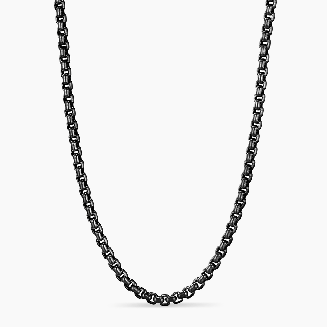 David Yurman Box Chain Necklace Darkened Stainless Steel, 4mm