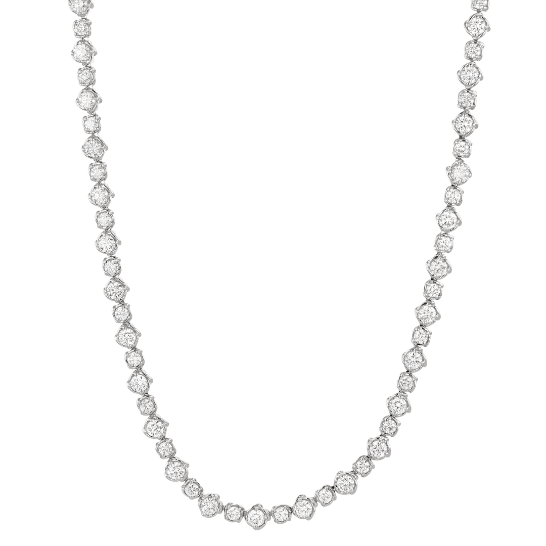 Hamilton Duet Collection 18k White Gold and 8.22 Total Weight Natural Diamond Line Necklace