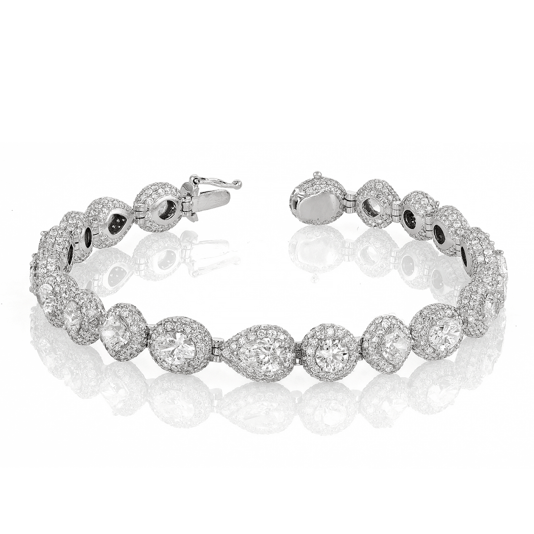 Platinum and Fancy Cut Diamonds 8.17 Total Weight Bracelet