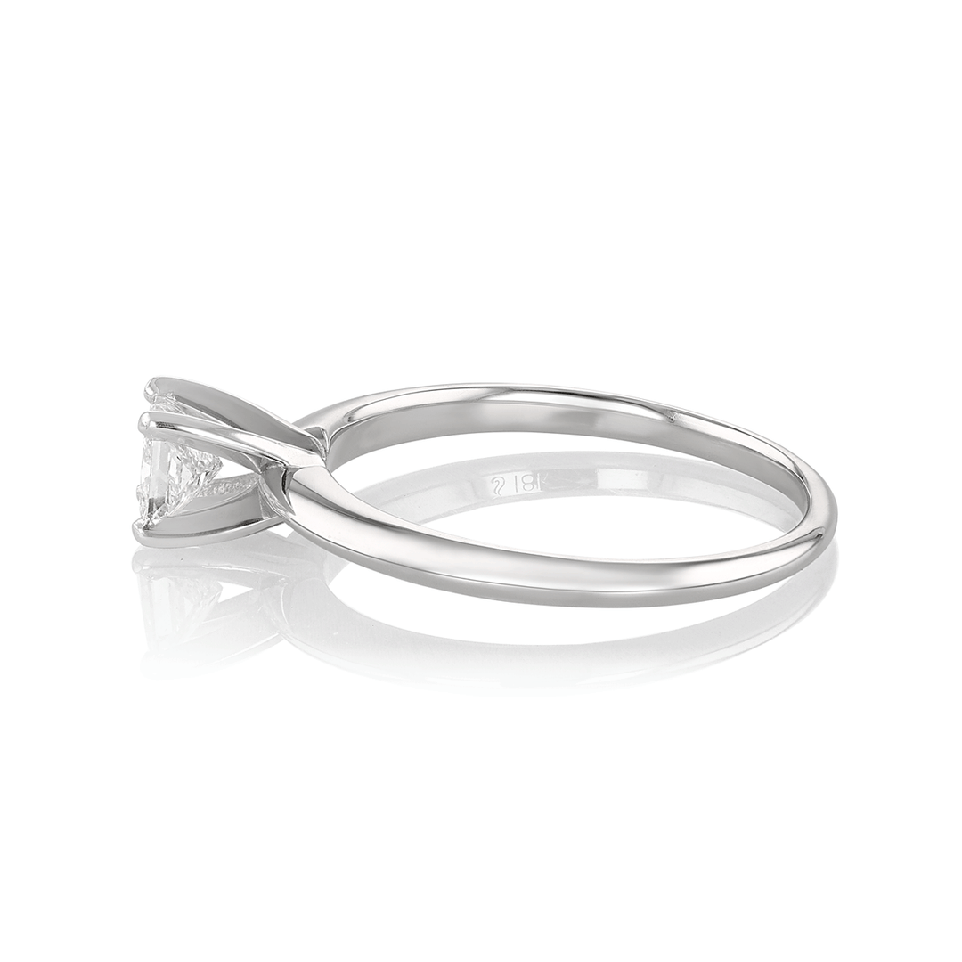 Platinum 18k White Gold and 0.52 Total Weight Princess Cut Diamond Solitaire Engagement Ring