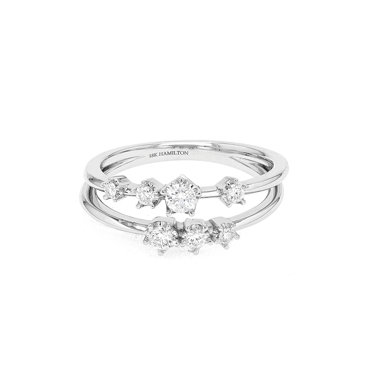 Joyful Two Row 18k White Gold .30 Total Weight Diamond Ring