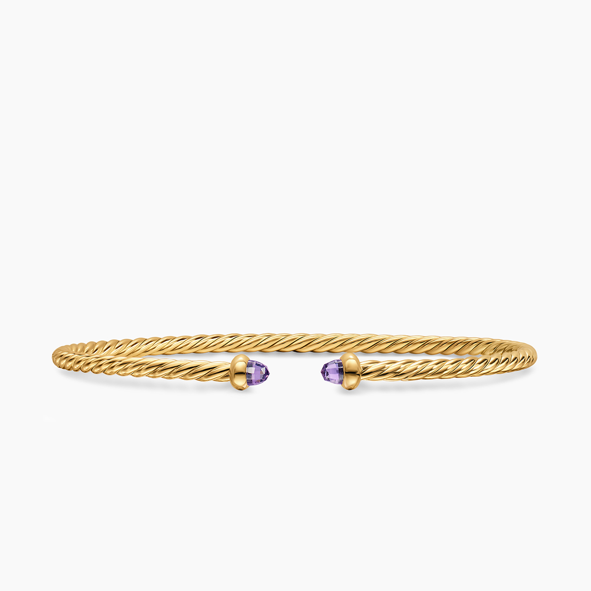 David Yurman Micro Cablespira Flex Bracelet 18k Yellow Gold with Amethyst, 2.6mm