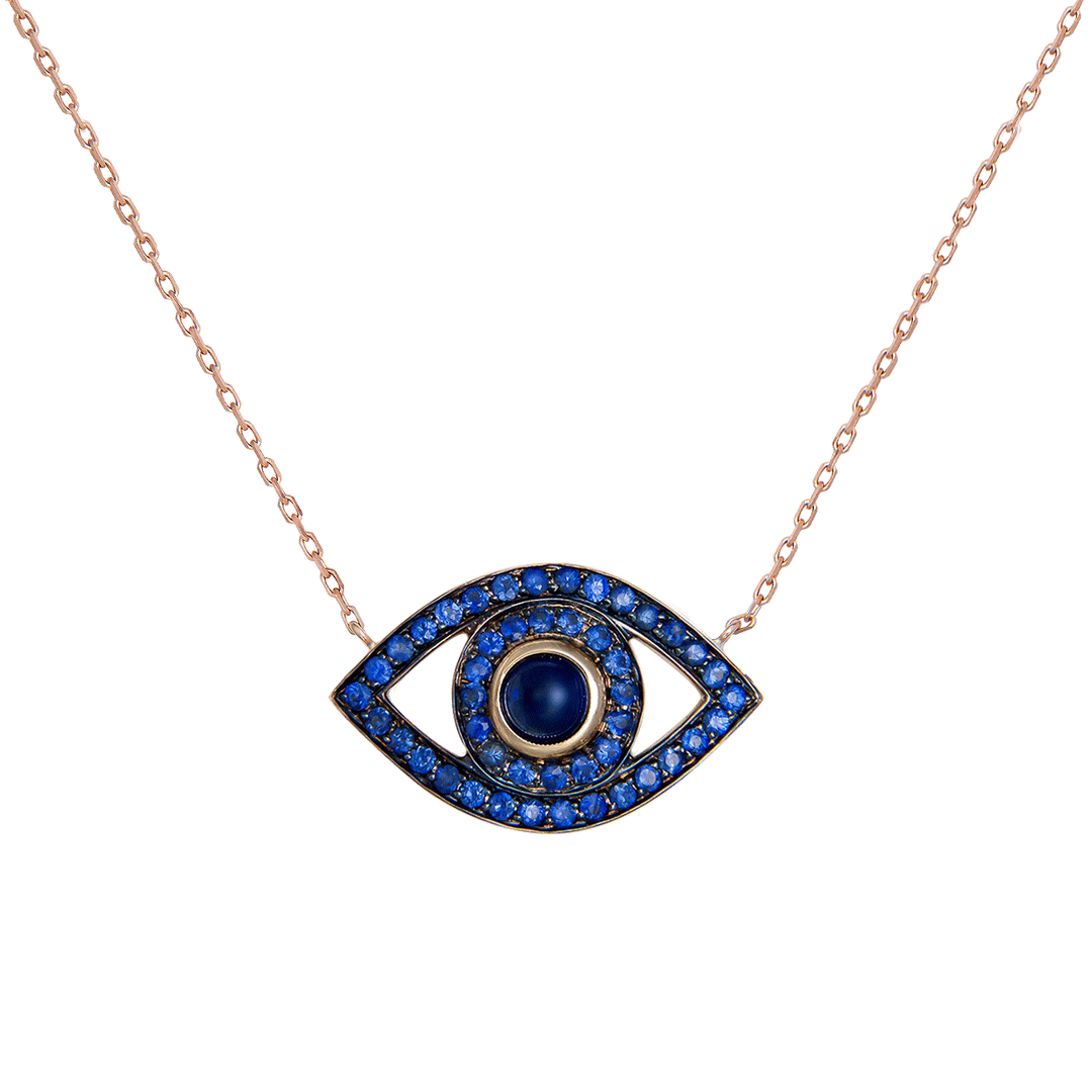 Netali Nissim Protected 18k Rose Gold Blue Sapphire Big Eye Pendant