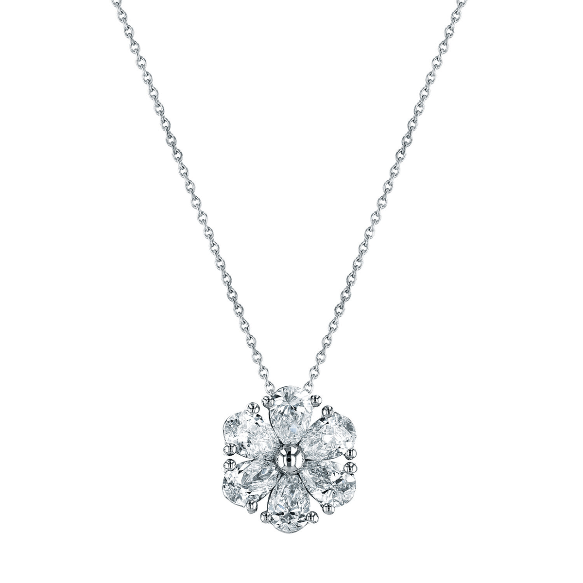 Fleur 18k White Gold &amp; 1.75ct Diamond Floral Pendant