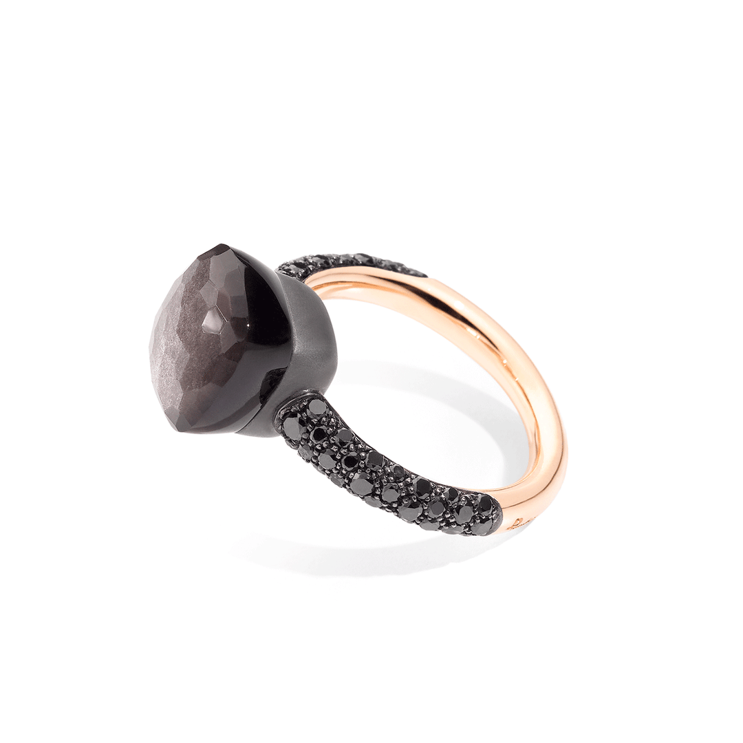 Pomellato Nudo 18k Rose Gold Titanium Obsidian and Black Diamond Ring