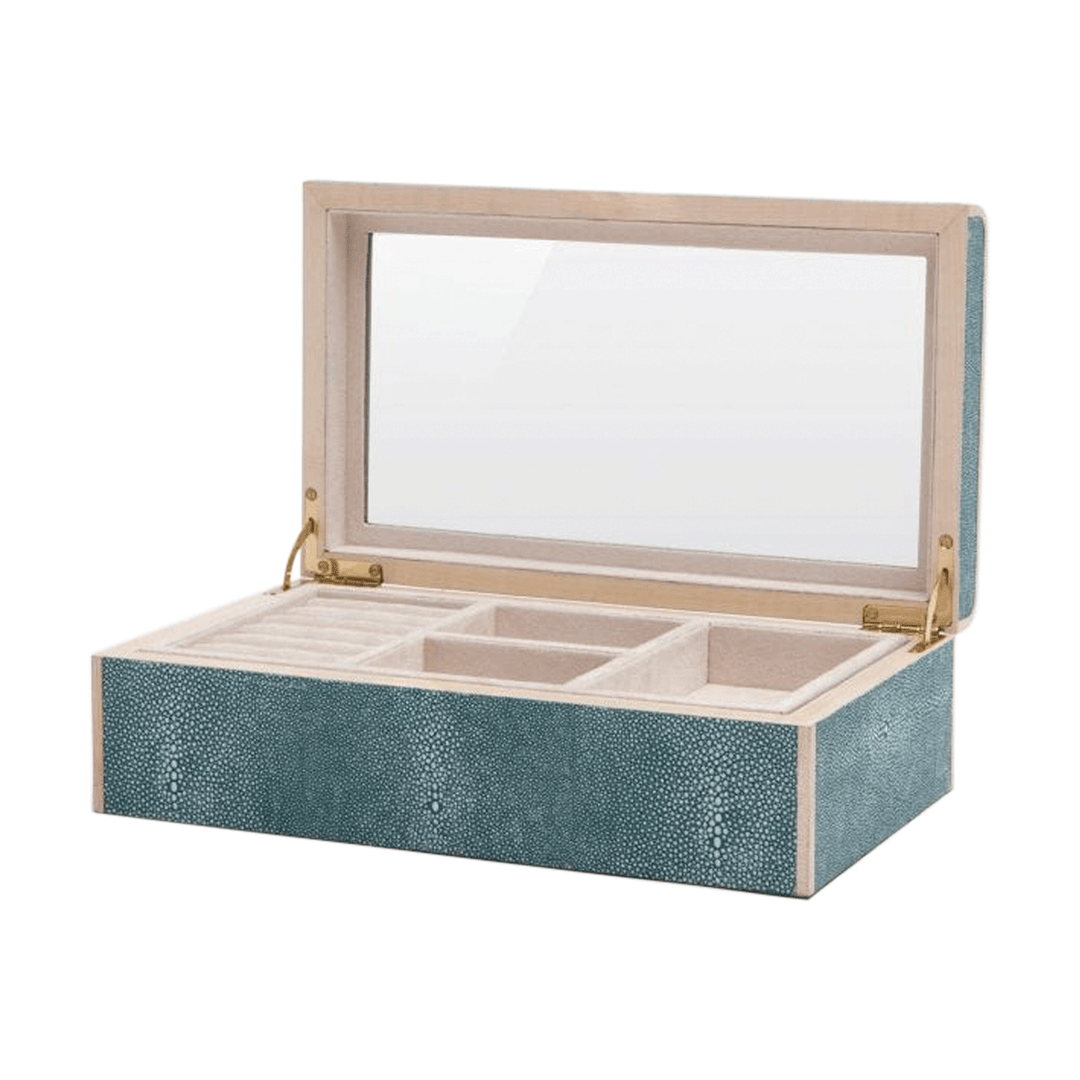 Faux Shagreen Turquoise Jewelry Box