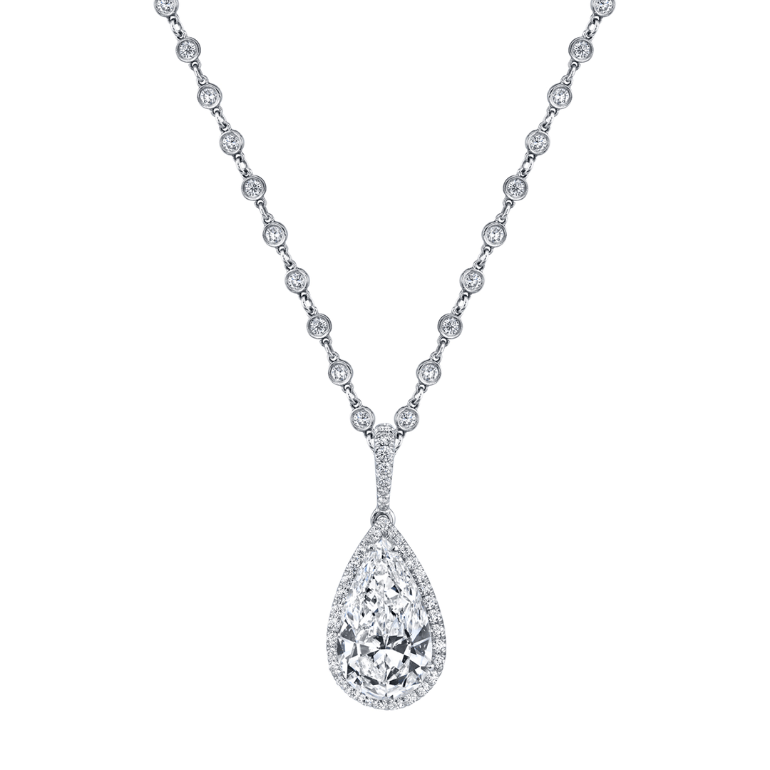 Platinum and 6.10 Total Weight Pear Shape Diamond Necklace