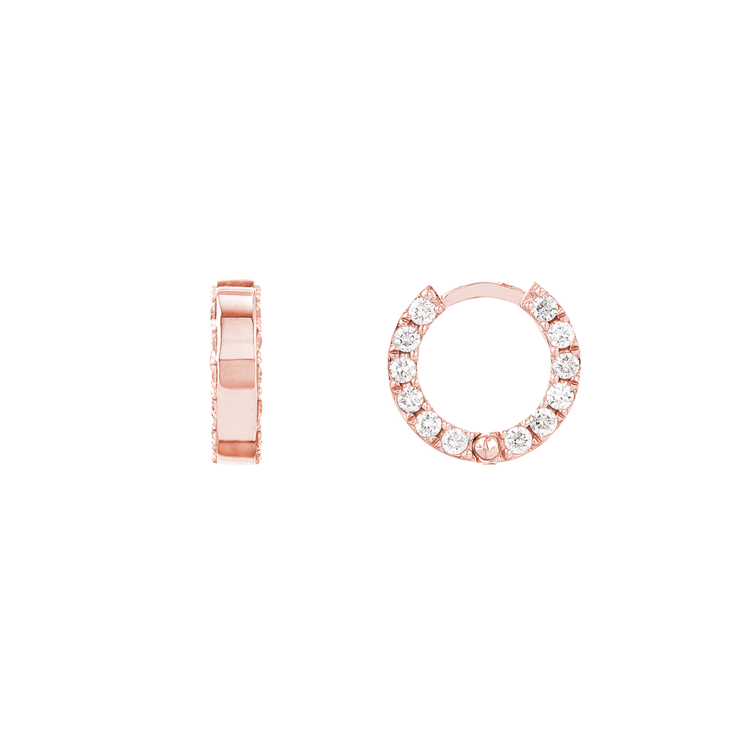14k Rose Gold 10mm .50 Total Weight Diamond Hoops