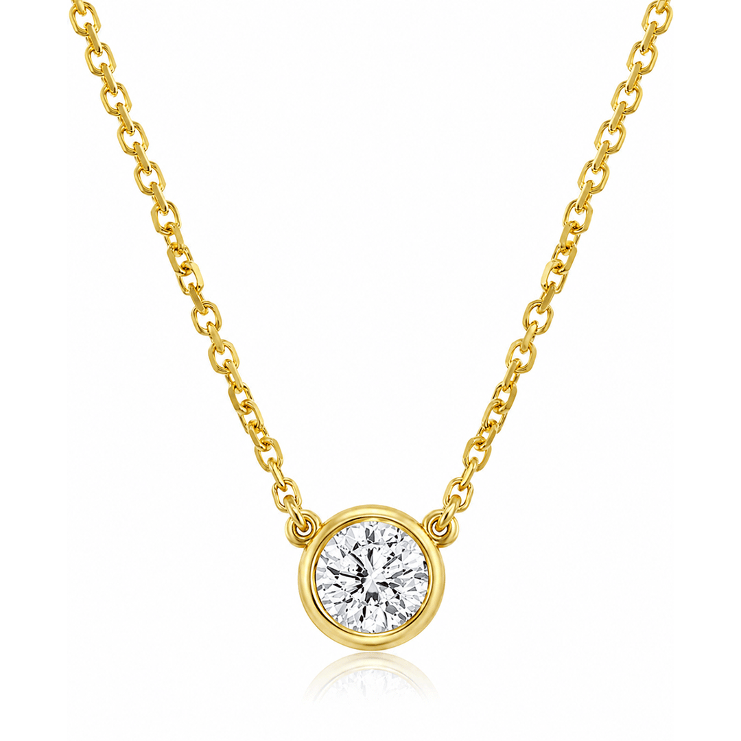 14k Yellow Gold and .25 Total Weight Diamond Solitaire Diamonds By The Yard Necklace