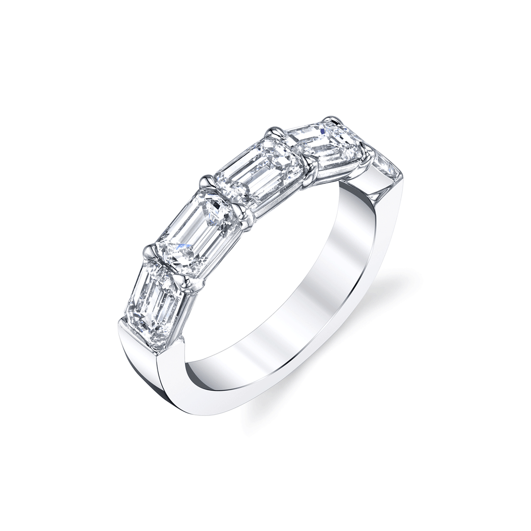 Platinum and Emerald Cut Diamond 2.52 Total Weight Diamond Band