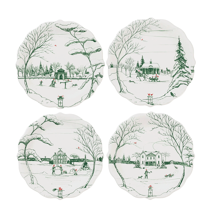 Juliska Country Estate Winter Frolic Party Plate Assorted Set/4 - Evergreen