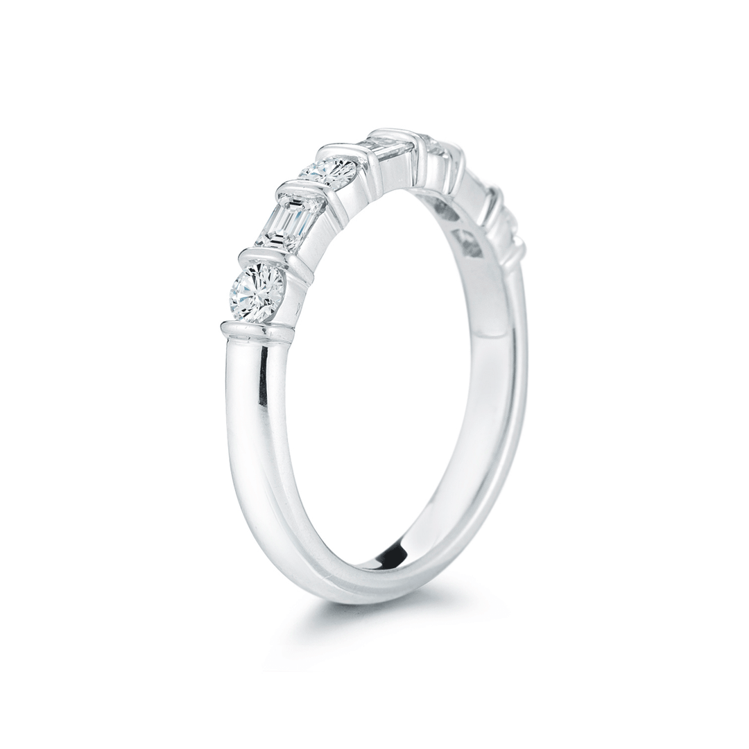 Platinum and 0.77 Total Weight Round Baguette Diamond Band