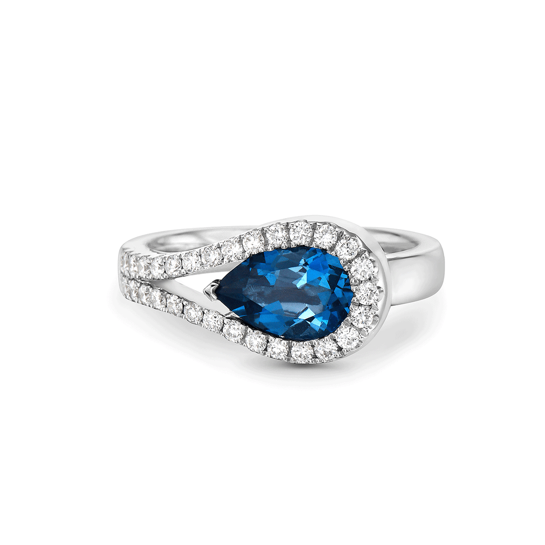 Charles Krypell Lasso 18k Gold and Blue Topaz Ring
