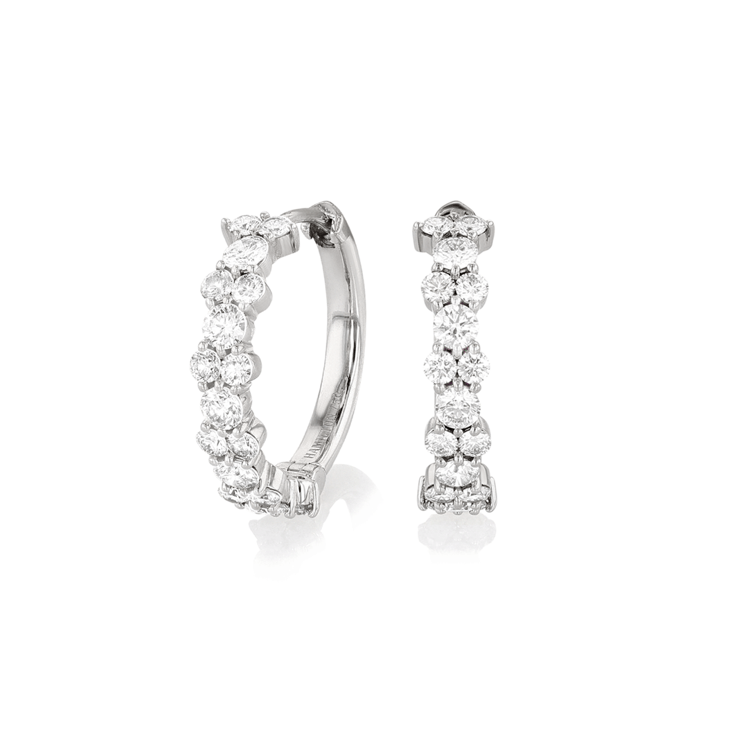 Radiance 18k White Gold and 2.65 Total Weight Diamond Hoops