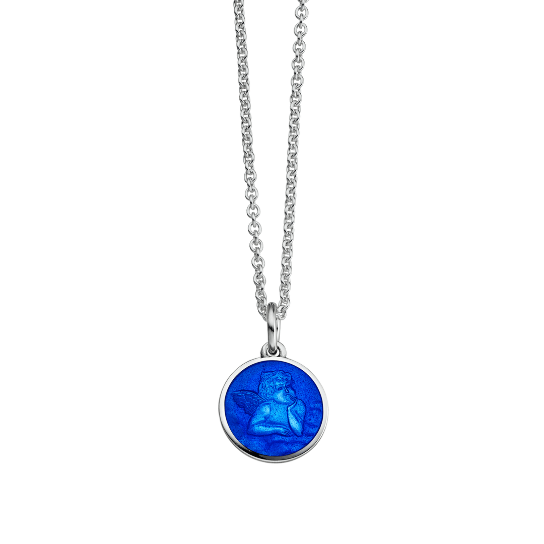 Guardian Angel Royal Blue Enamel Pendant