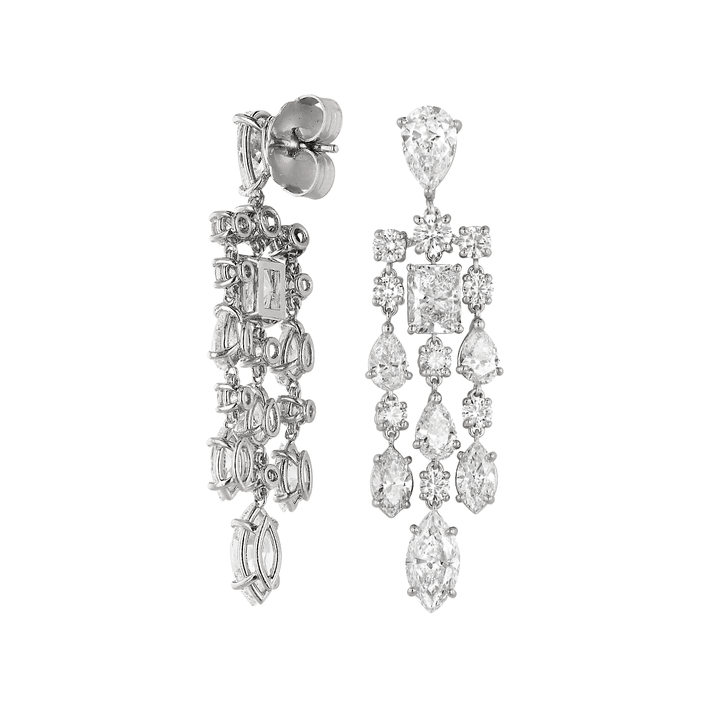 Platinum and Diamond 11.78 Total Weight Natural Diamond Chandelier Earrings