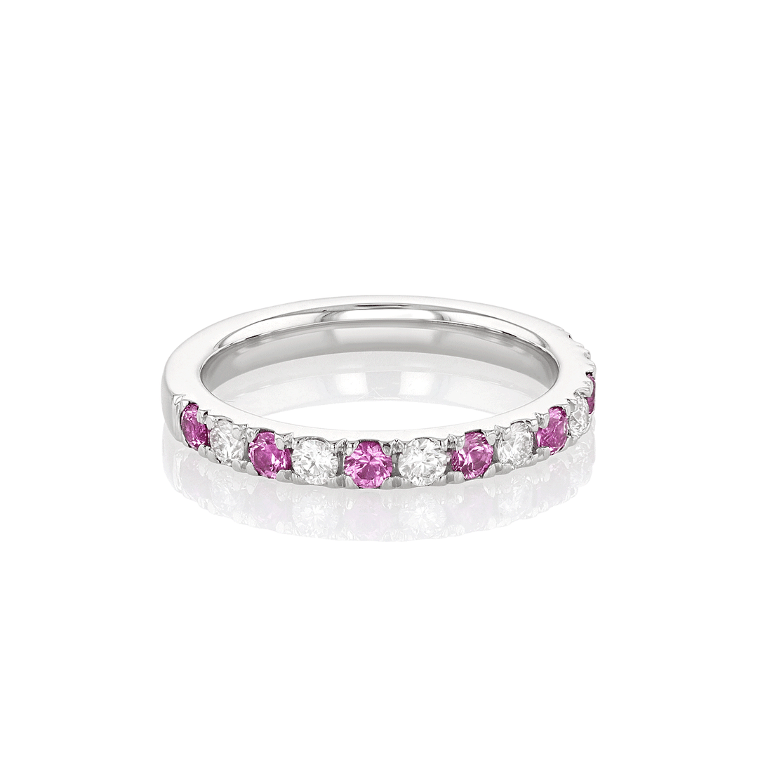 Hamilton Lisette Collection Platinum and 0.40 Total Weight Pink Sapphire Diamond Half Way Band