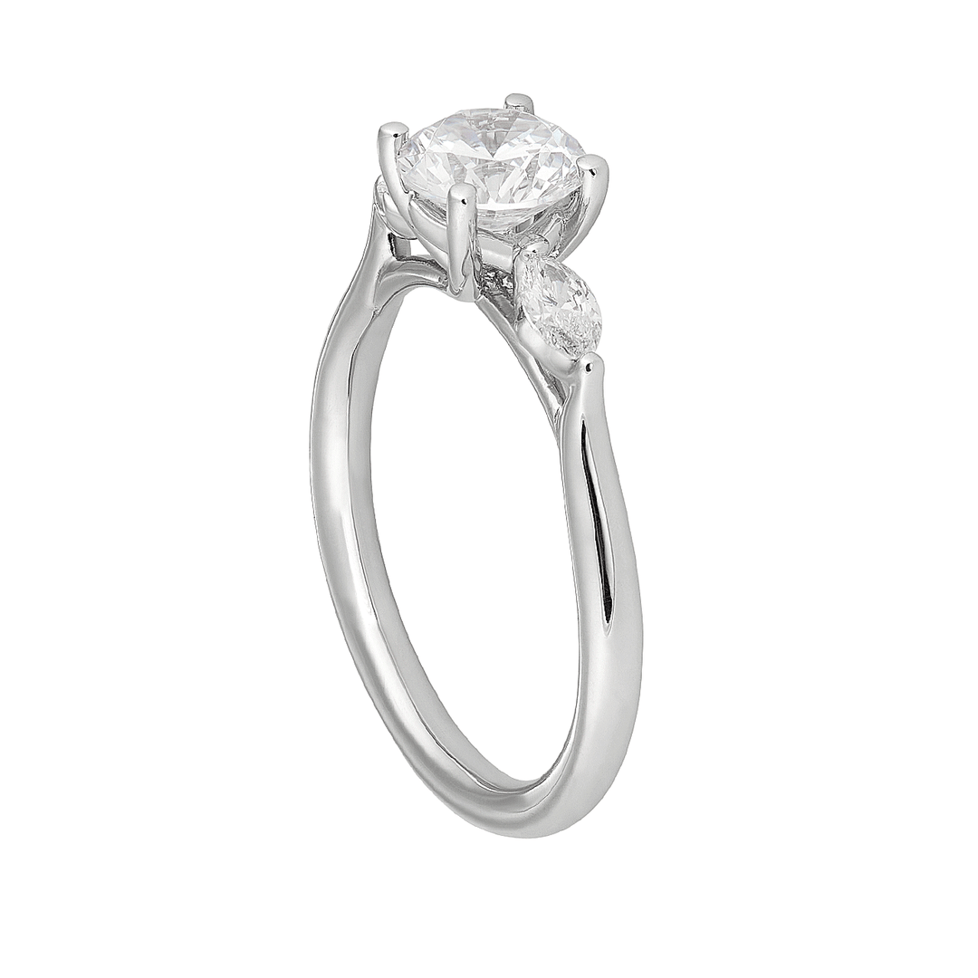 Platinum and Round Diamond 1.45CT Three Stone Engagment Ring GIA Certified
