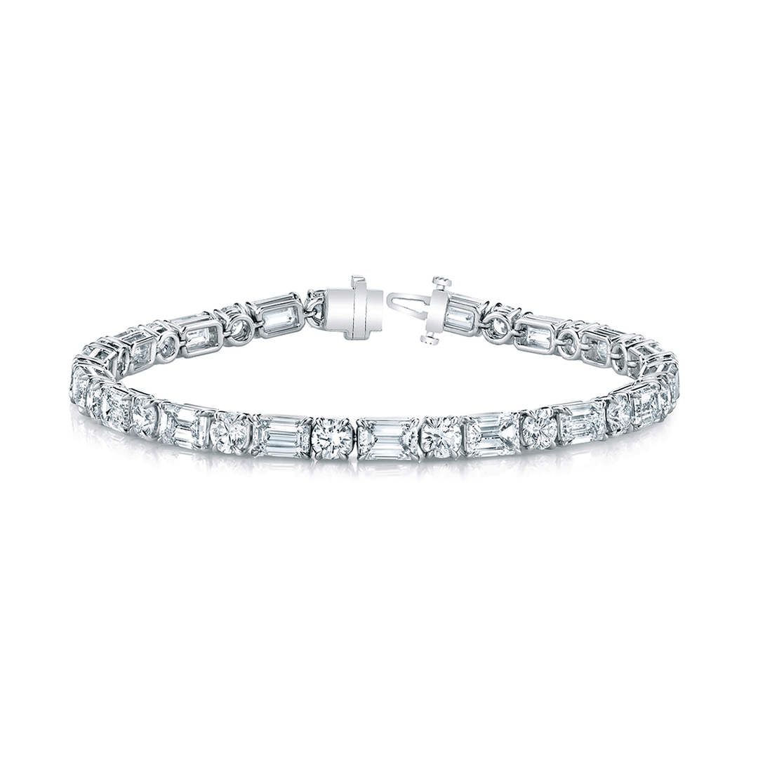 Platinum and 6.55 Total Weight Emerald Cut Diamond Bracelet
