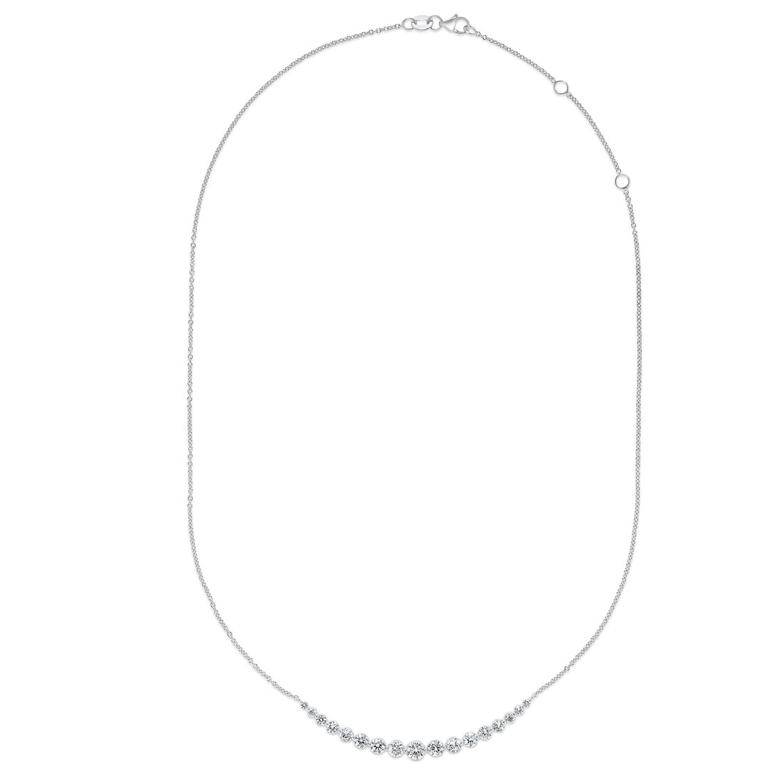 18k White Gold and 1.90 Total Weight Diamond Graduated Necklace