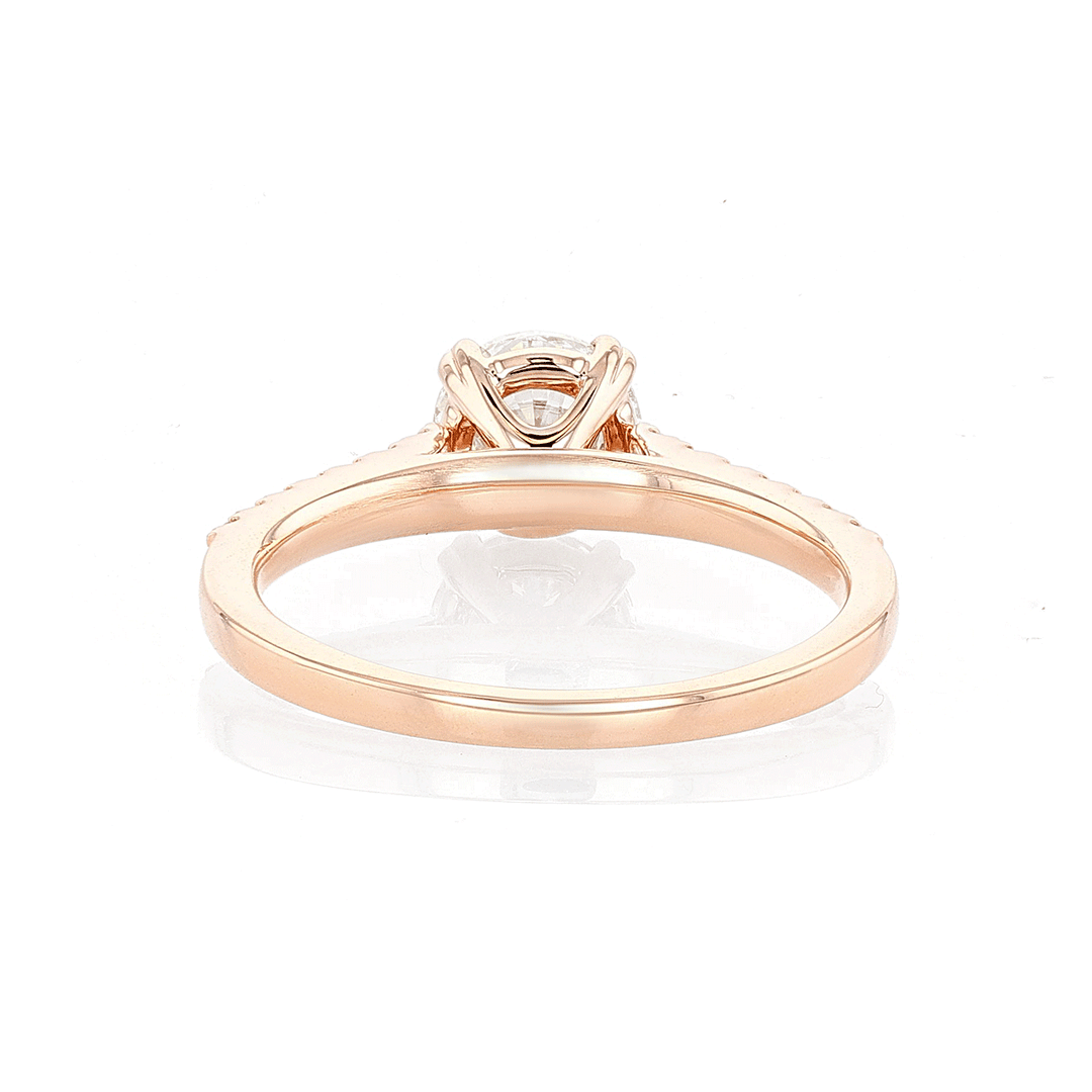 Hamilton Cherish Collection 18k Rose Gold and 1.04 Total Weight Diamond Micro Prong Engagement Ring