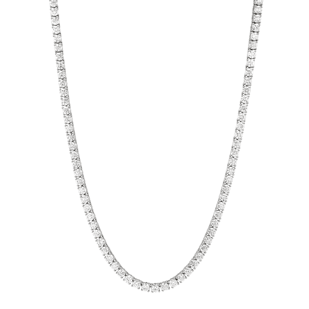 Hamilton Line Collection 18k White Gold and 13.86 Total Weight Natural Diamond Line 17 Inch Necklace