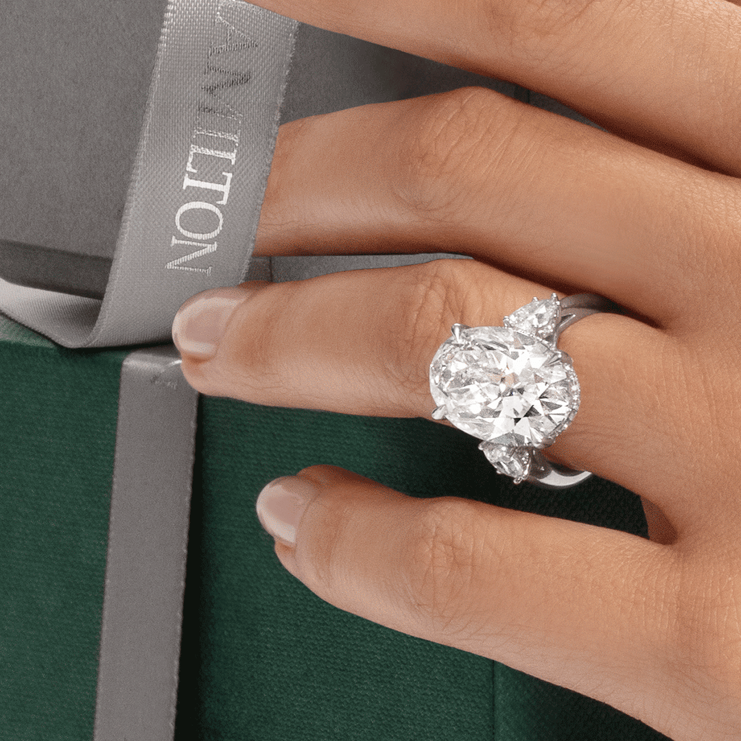 Hamilton Private Reserve Collecton Platinum Oval Diamond 10.39 Total Weight Ring