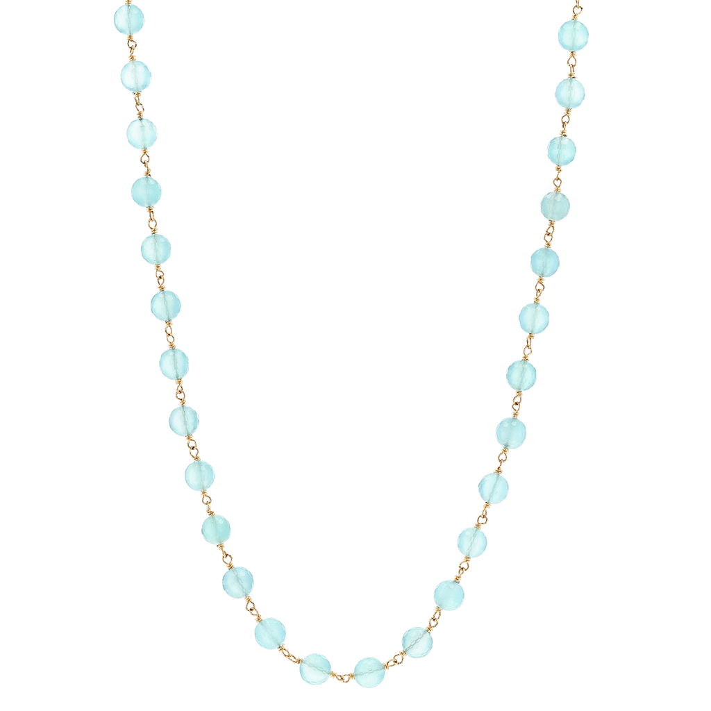 14k Yellow Gold and Chalcedony Bead Necklace