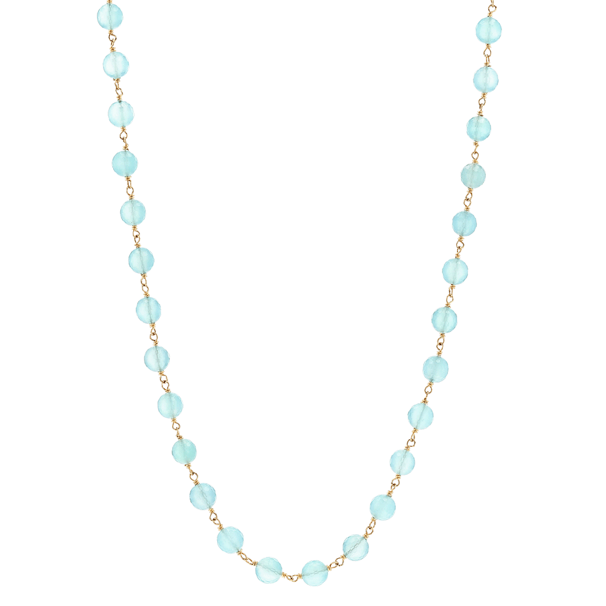 14k Yellow Gold and Chalcedony Bead Necklace