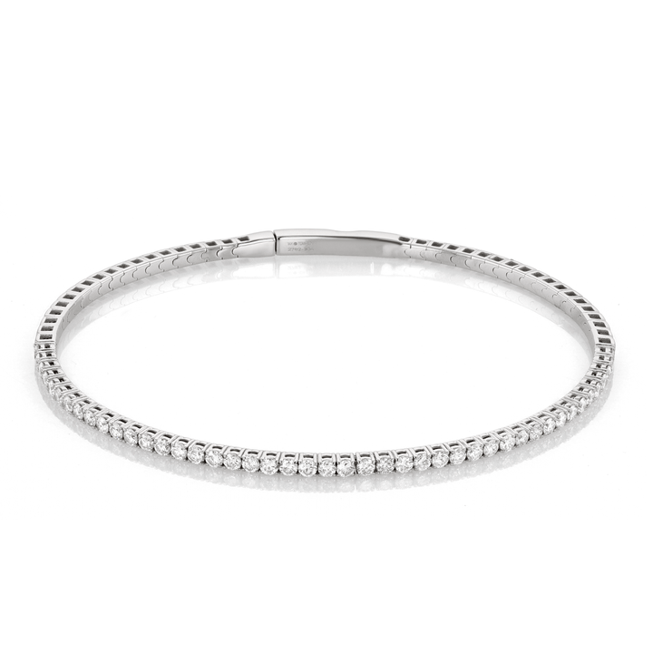 14k White Gold and 1.29 Total Weight Diamond Half Way Bangle