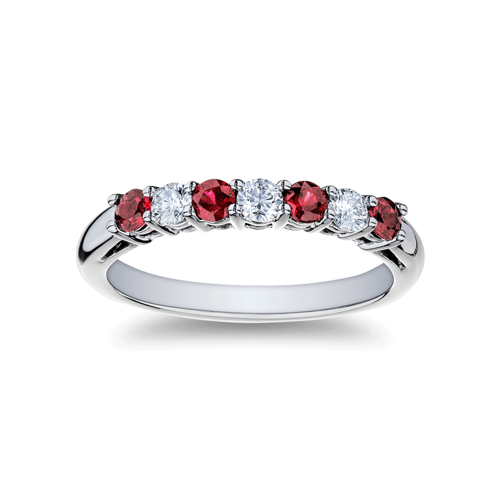 Platinum Alternating Ruby and Diamond .24 Total Weight Band