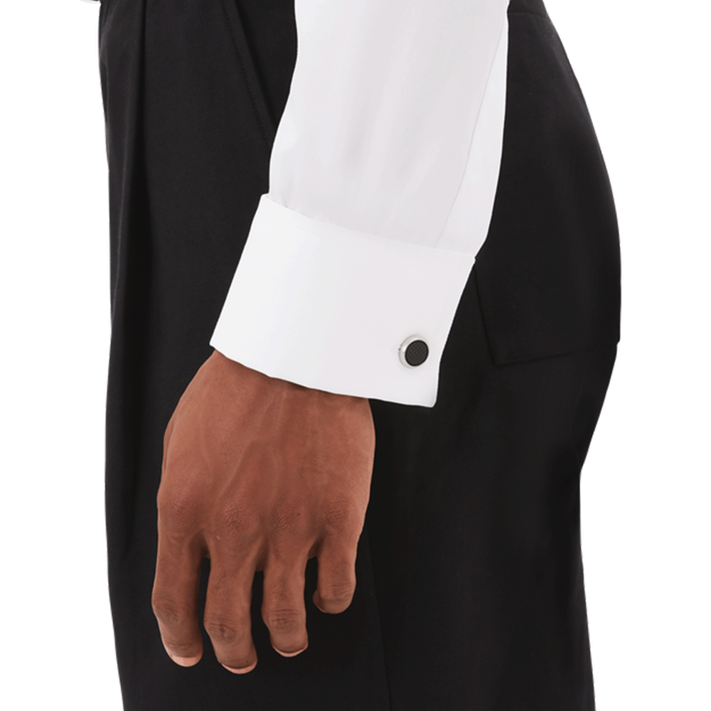 Montblanc Round Stainless Steel with Carbon-Patterned Inlay Cufflinks