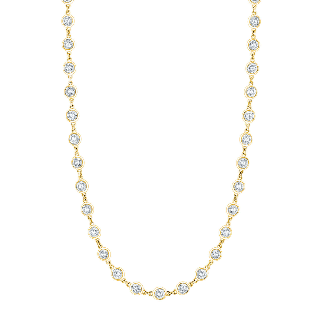 18k Yellow Gold and 5.57 Total Weight Diamond Station Necklace