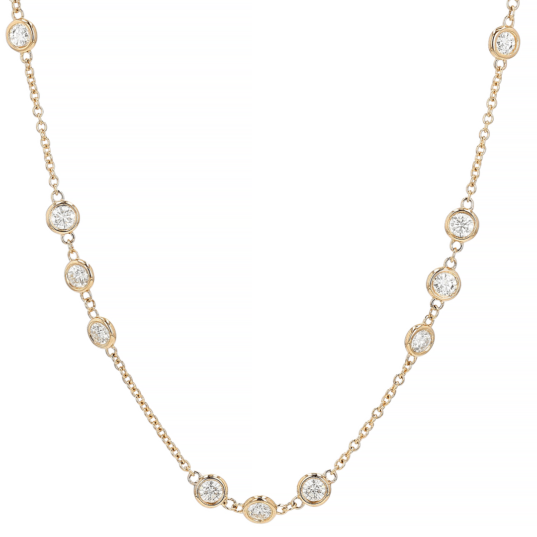 14k Yellow Gold Diamonds By The Yard 2.72 Total Weight Necklace