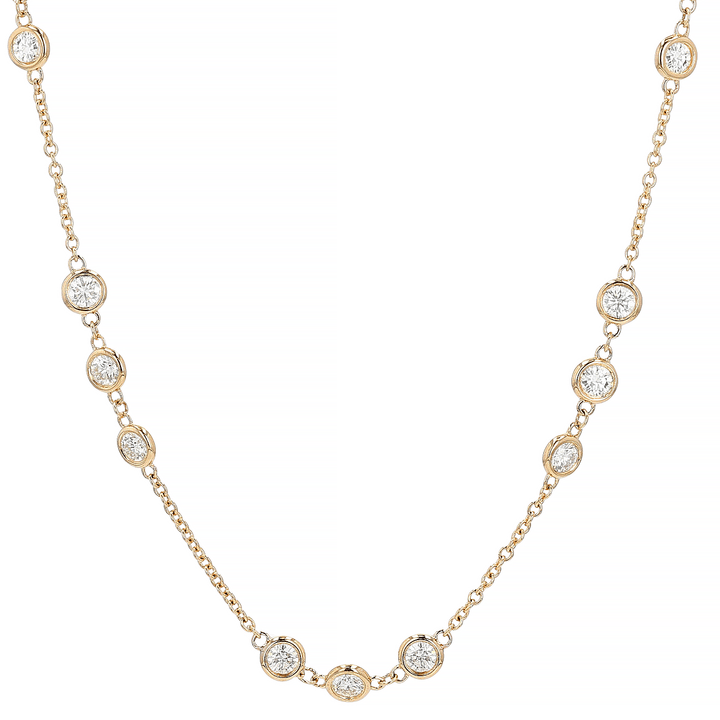 14k Yellow Gold Diamonds By The Yard 2.72 Total Weight Necklace