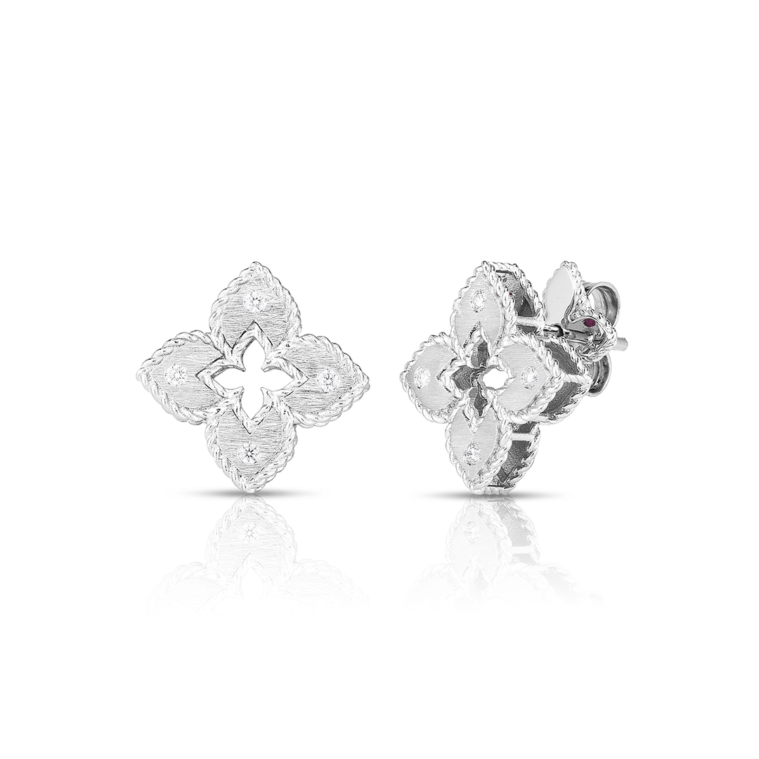 Roberto Coin Petite Venetian Princess Diamond Flower Stud Earrings