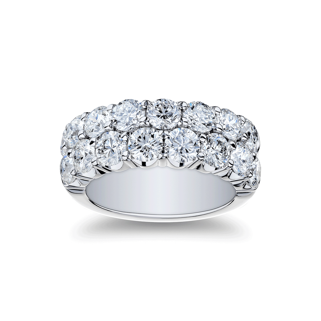 18k White Gold and 4.32 Total Weight Diamond Double Row Band