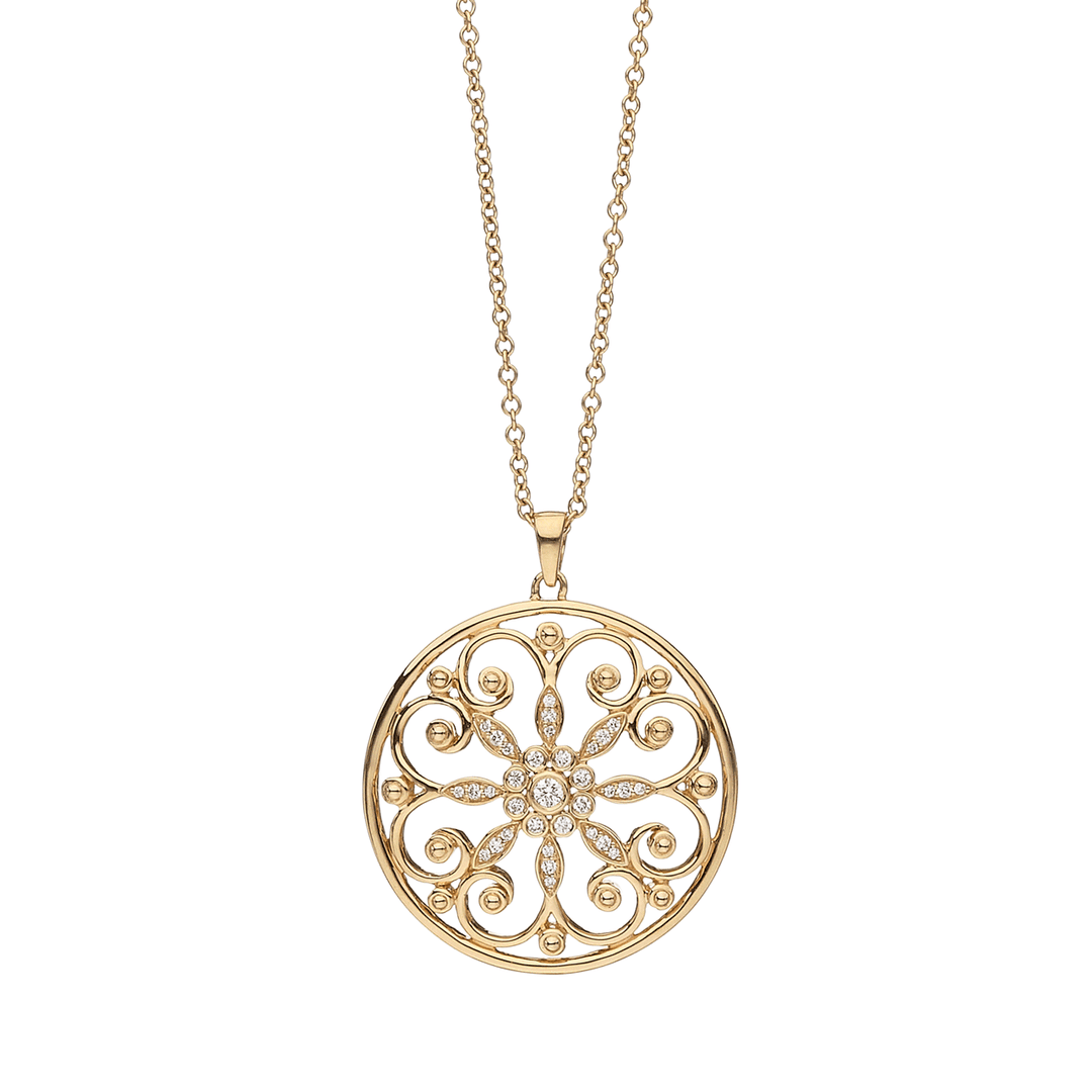 Arabesque 18k Gold and Diamond .25 Total Weight Pendant