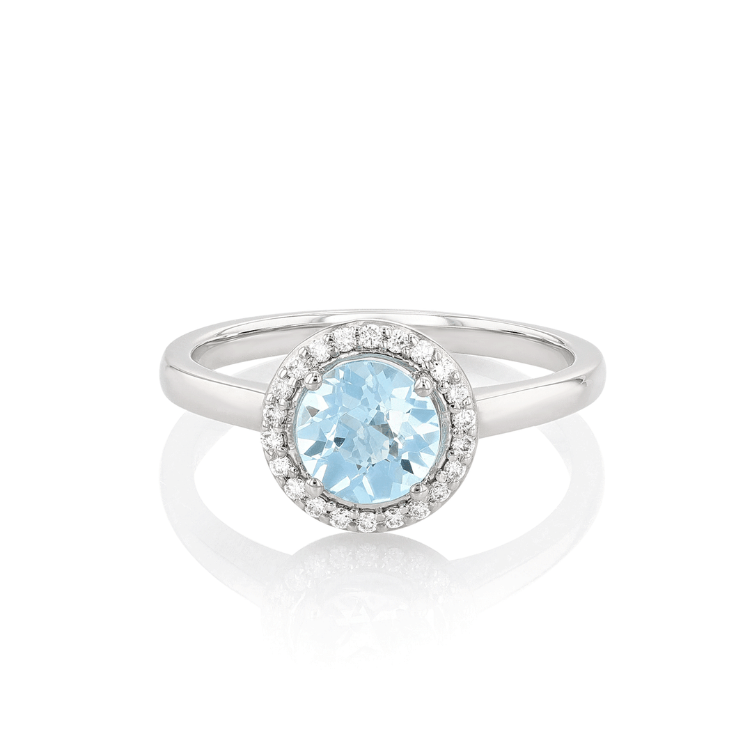 Hamilton Lisette Collection 14k White Gold and 1.30 Total Weight Blue Topaz Diamond Ring