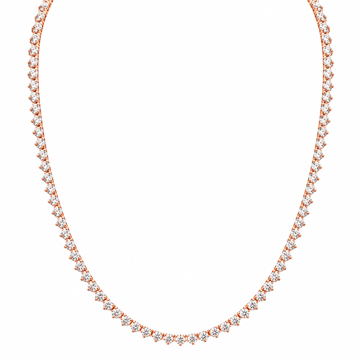 14k Rose Gold and 6.00 Total Weight Diamond Line 17 Inch Necklace