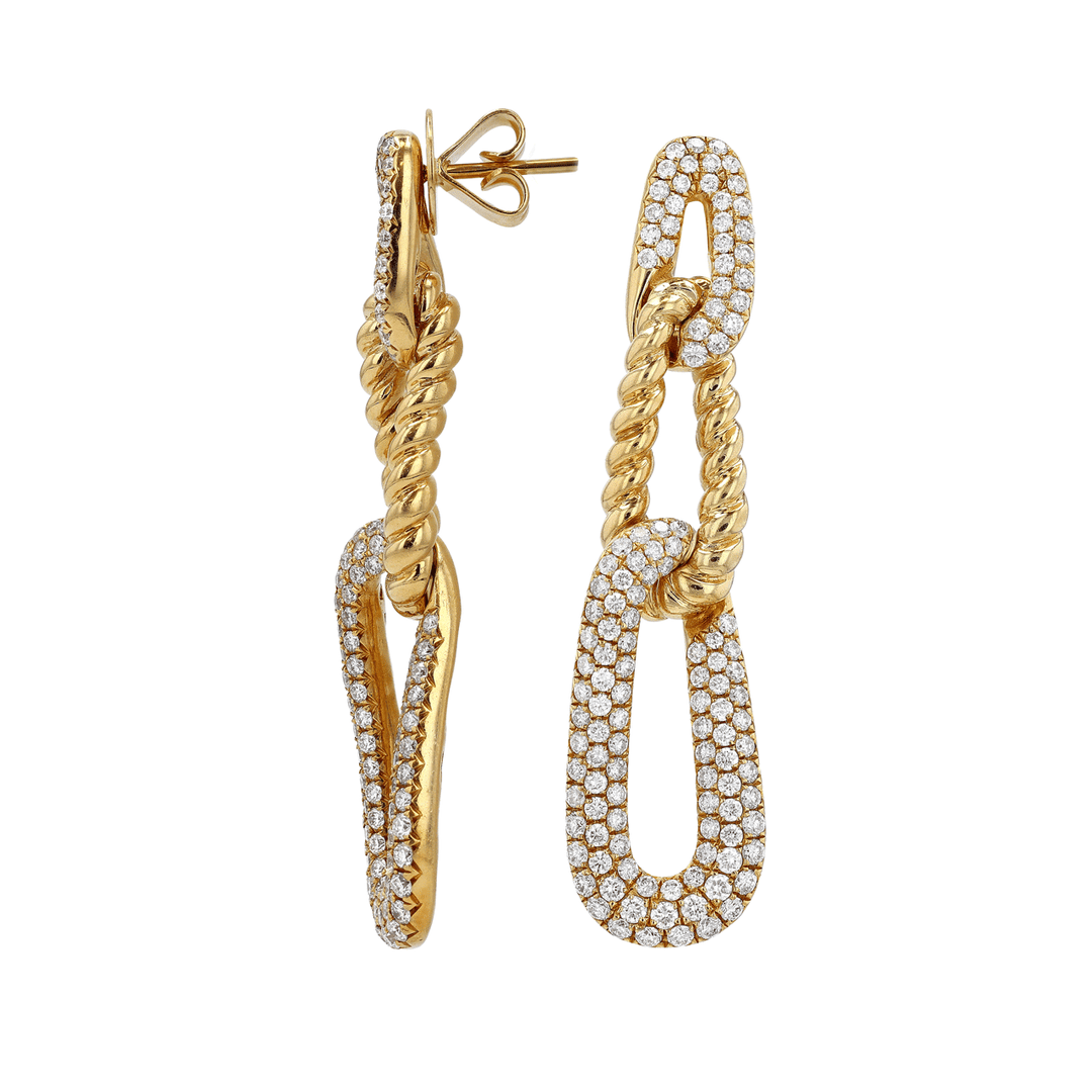 18k Gold and Diamond 1.99 Total Weight Link Earrings