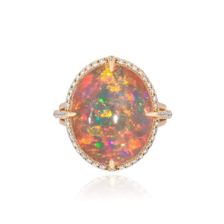 Goshwara 18k Yellow Gold Brown Opal and Diamond Ring