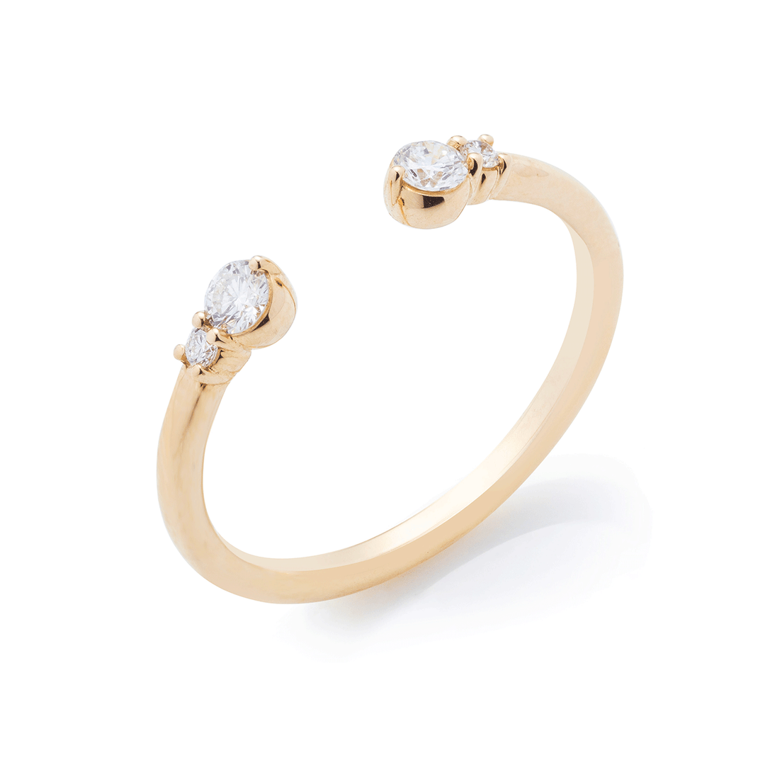 18k Yellow Gold and .19 Total Weight Diamond Open Design Band