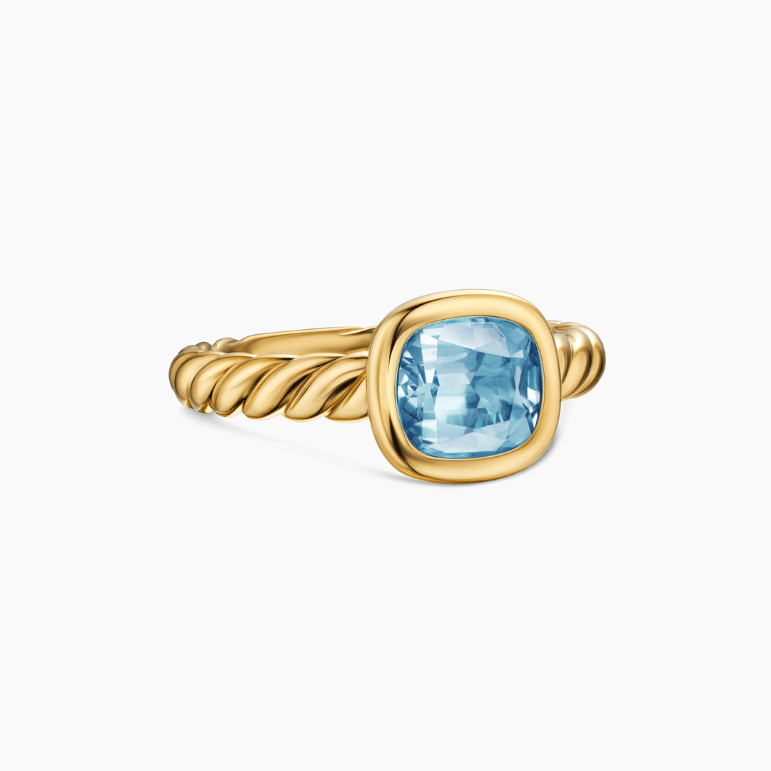 David Yurman Mercer Stone Ring 18k Yellow Gold with Sky Blue Topaz, 7mm