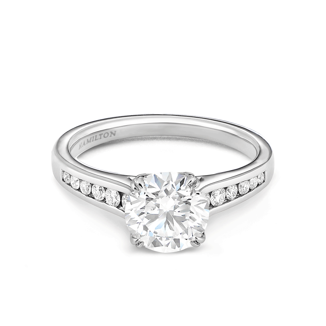 Hamilton Cherish Collection 18k White Gold and 1.00 Total Weight Diamond Channel Set Engagement Ring