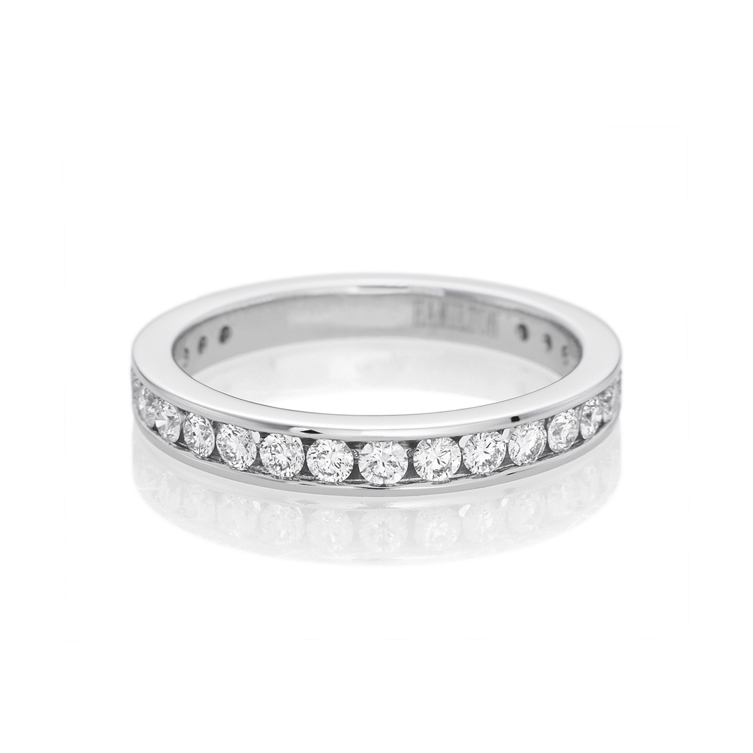 Hamilton Cherish Collection 18k White Gold and 0.45 Total Weight Diamond 1/2 Way Wedding Channel Set Band